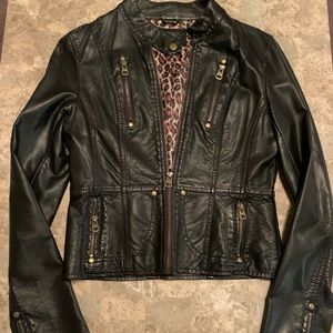Like New Viscose Faux Leather Jacket